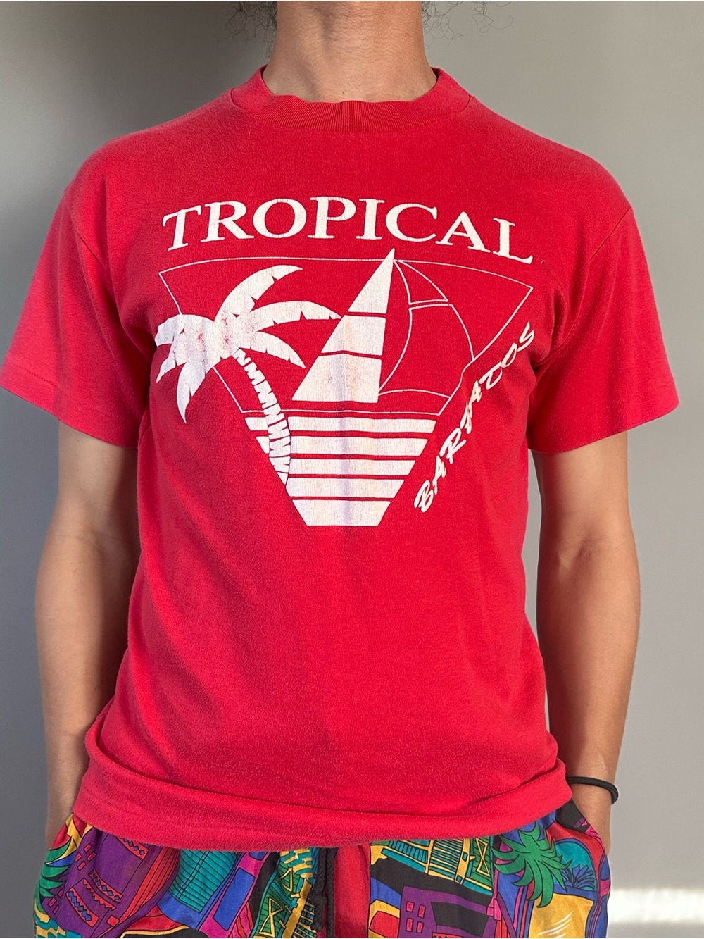 Tropical Barbados Graphic Tee Red